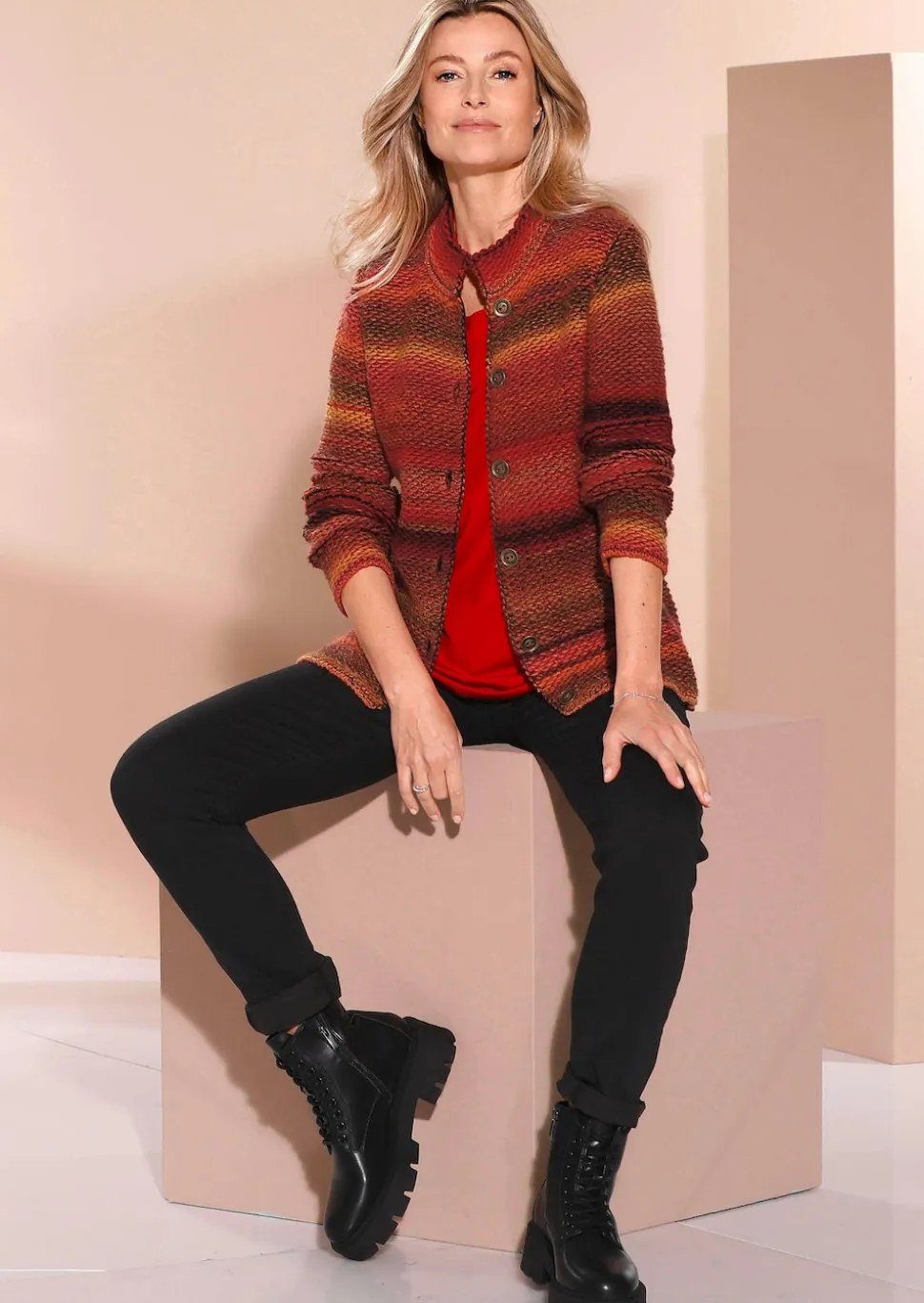 Strickjacke mit Multicolor Ringeloptik