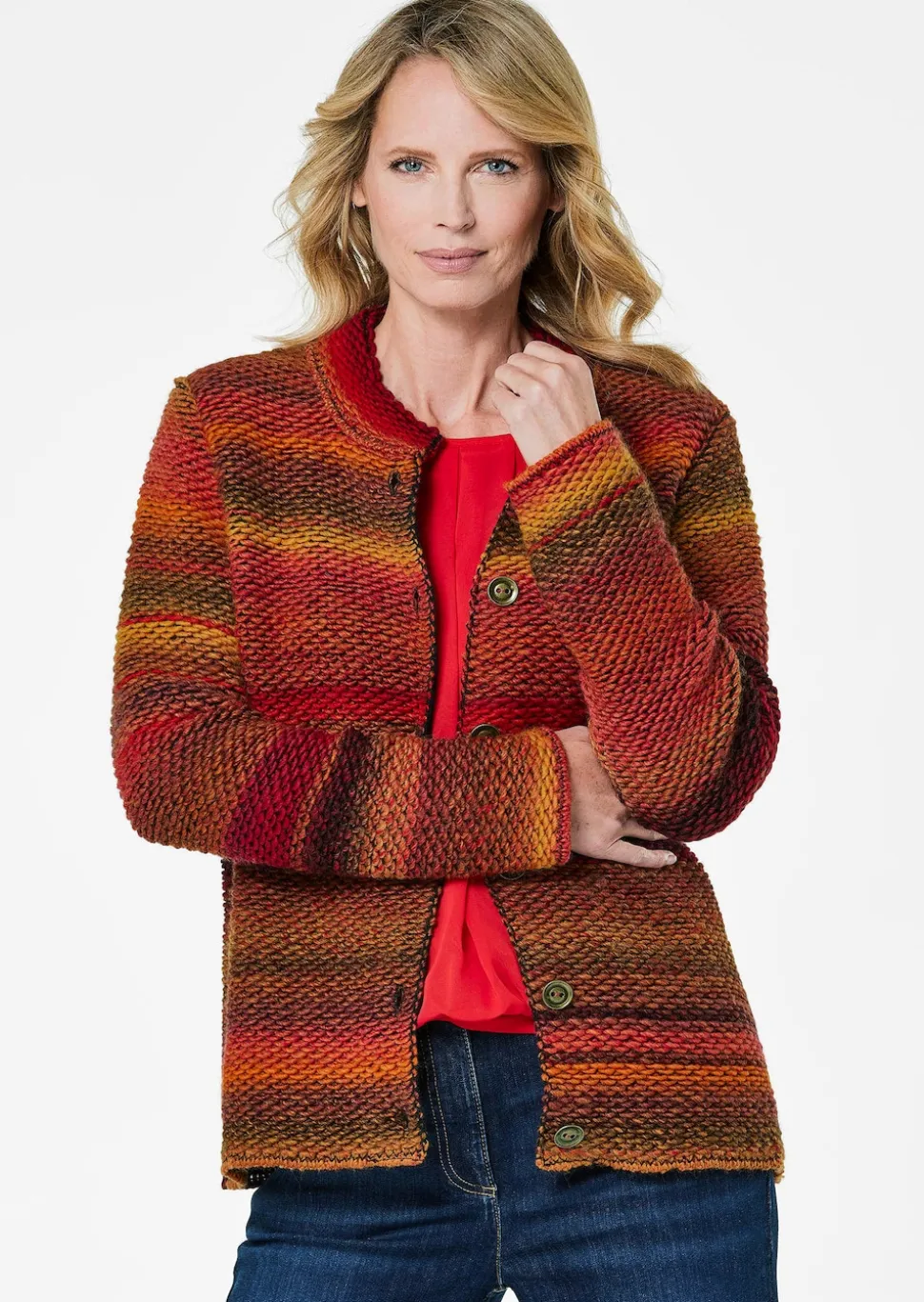 Strickjacke mit Multicolor Ringeloptik