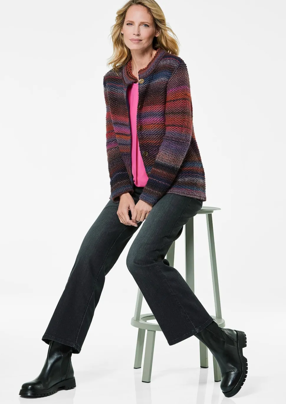 Strickjacke mit Multicolor Ringeloptik