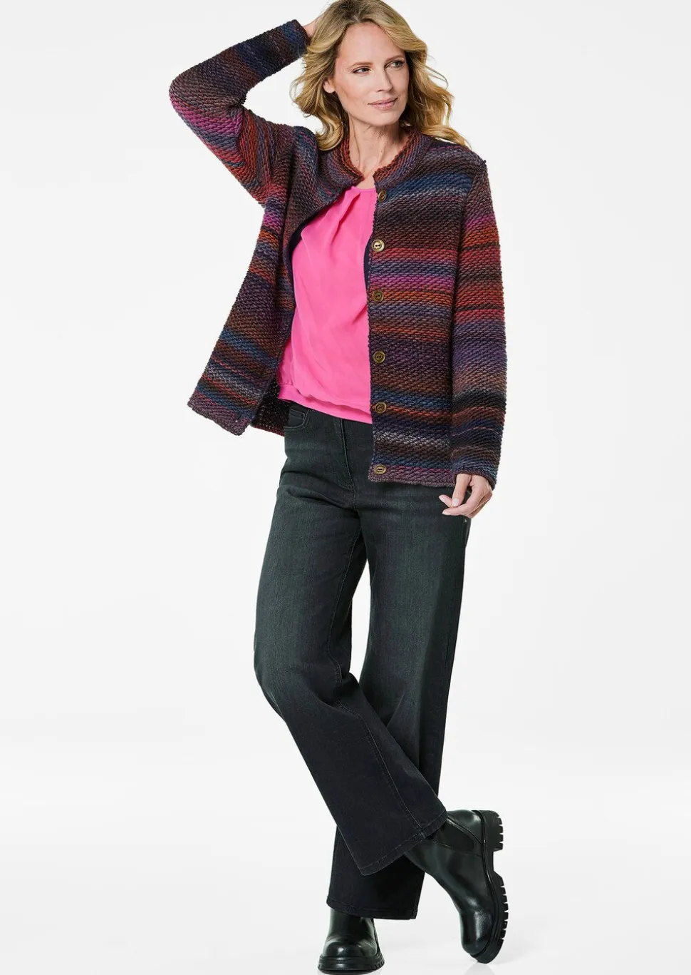 Strickjacke mit Multicolor Ringeloptik