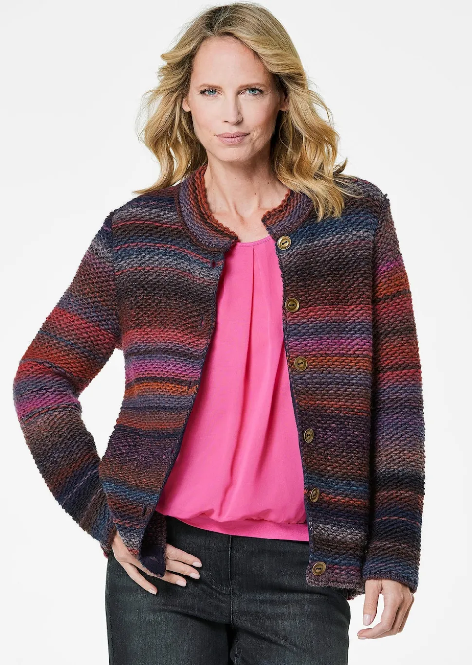 Strickjacke mit Multicolor Ringeloptik