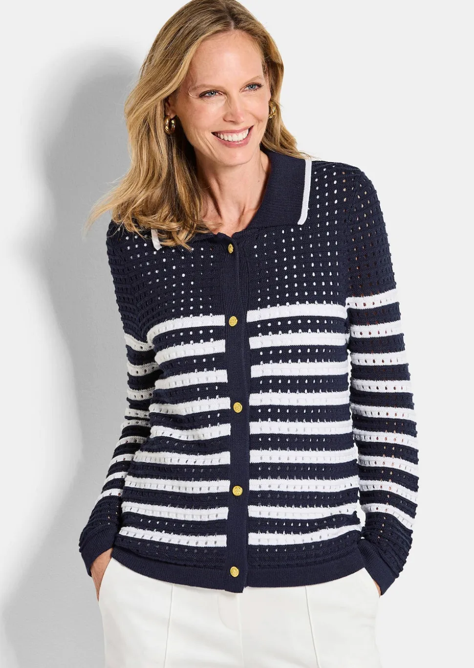 Strickjacke mit Polokragen