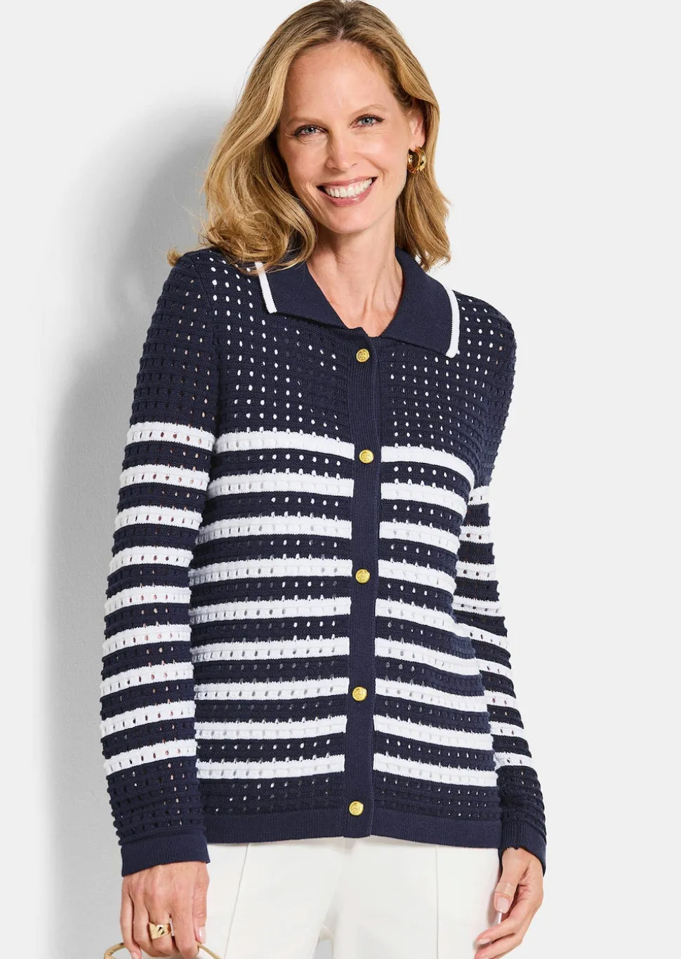 Strickjacke mit Polokragen