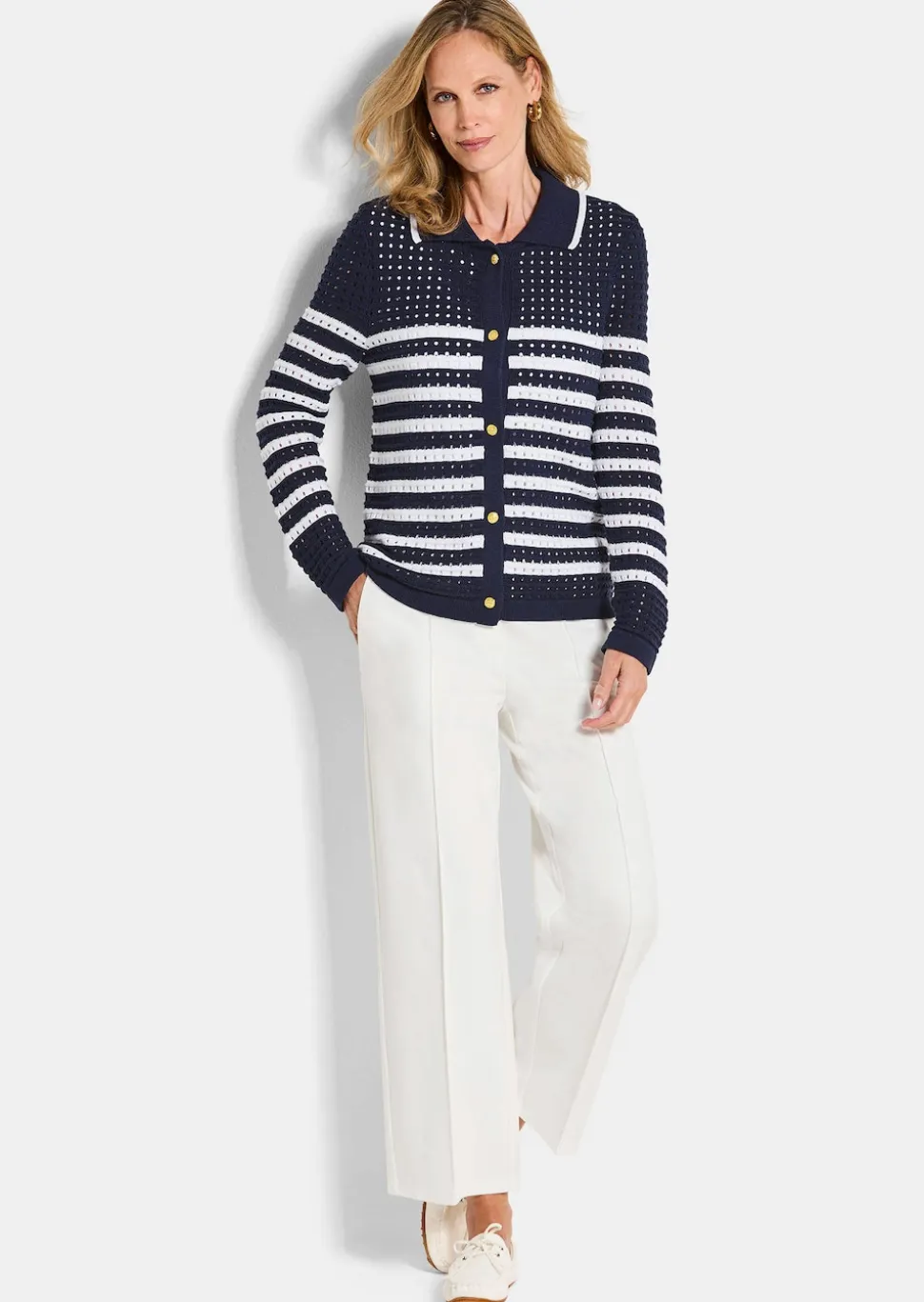 Strickjacke mit Polokragen