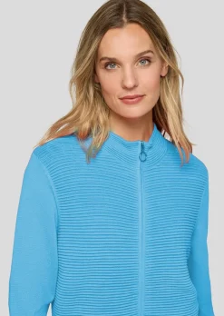 Strickjacke mit Stehkragen und 2-Wege-Reißverschluss