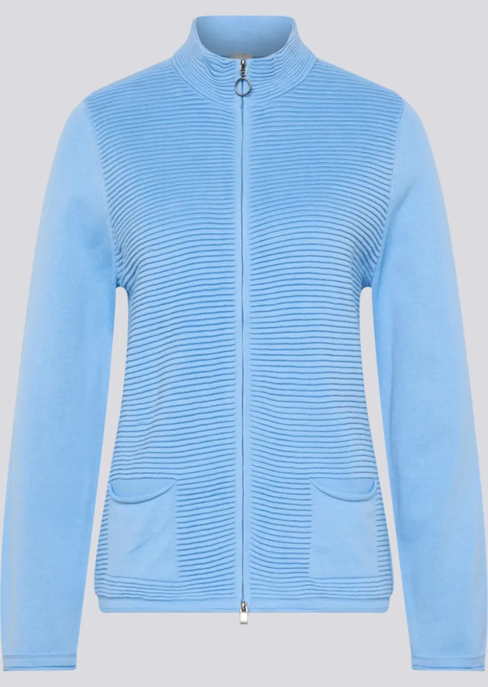 Strickjacke mit Stehkragen und 2-Wege-Reißverschluss