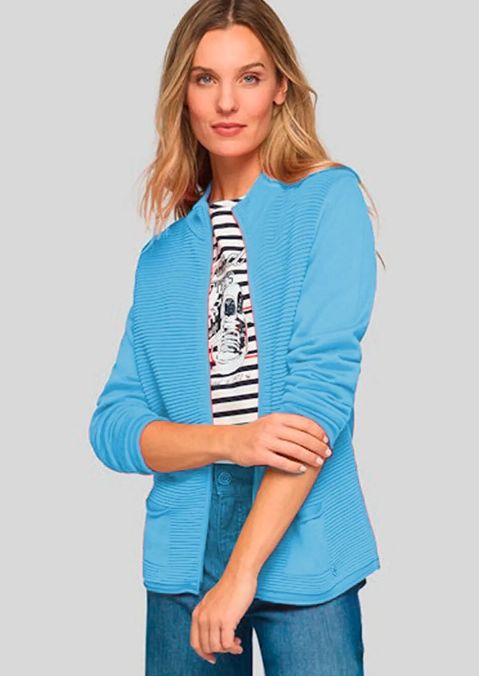 Strickjacke mit Stehkragen und 2-Wege-Reißverschluss