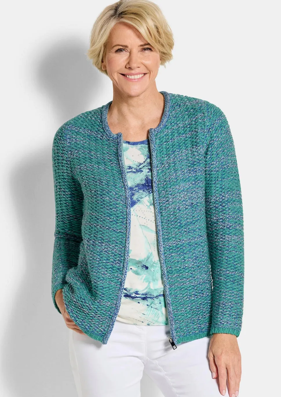 Strickjacke mit verdecktem Reißverschluss
