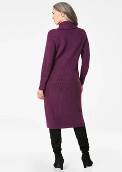 Strickkleid mit raffiniertem asymmetrischem Kragen
