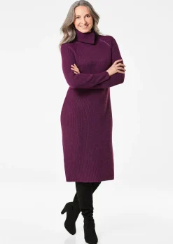 Strickkleid mit raffiniertem asymmetrischem Kragen