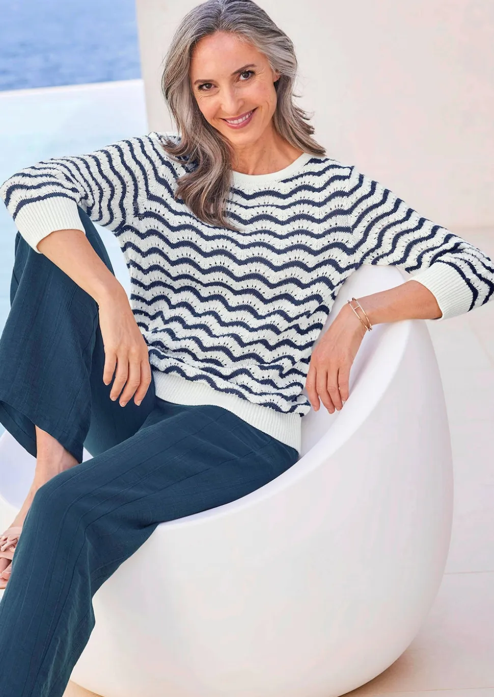Strickpullover mit 3/4-Arm