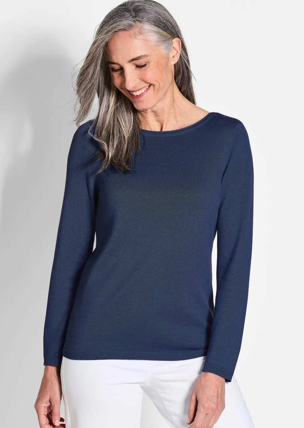 Strickpullover mit U-Boot-Ausschnitt