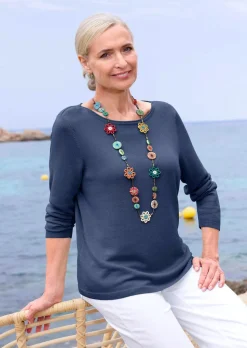 Strickpullover mit U-Boot-Ausschnitt