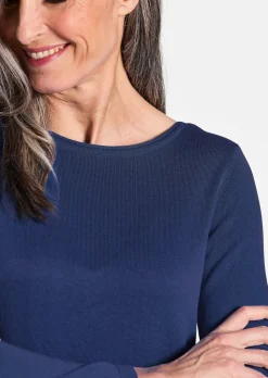 Strickpullover mit U-Boot-Ausschnitt