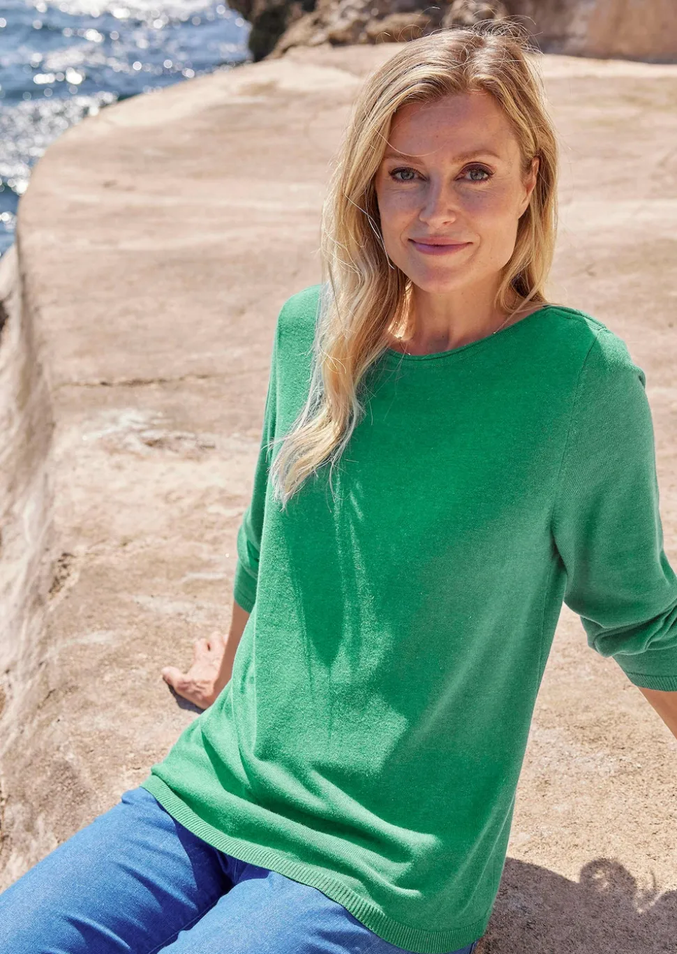 Strickpullover mit U-Boot-Ausschnitt