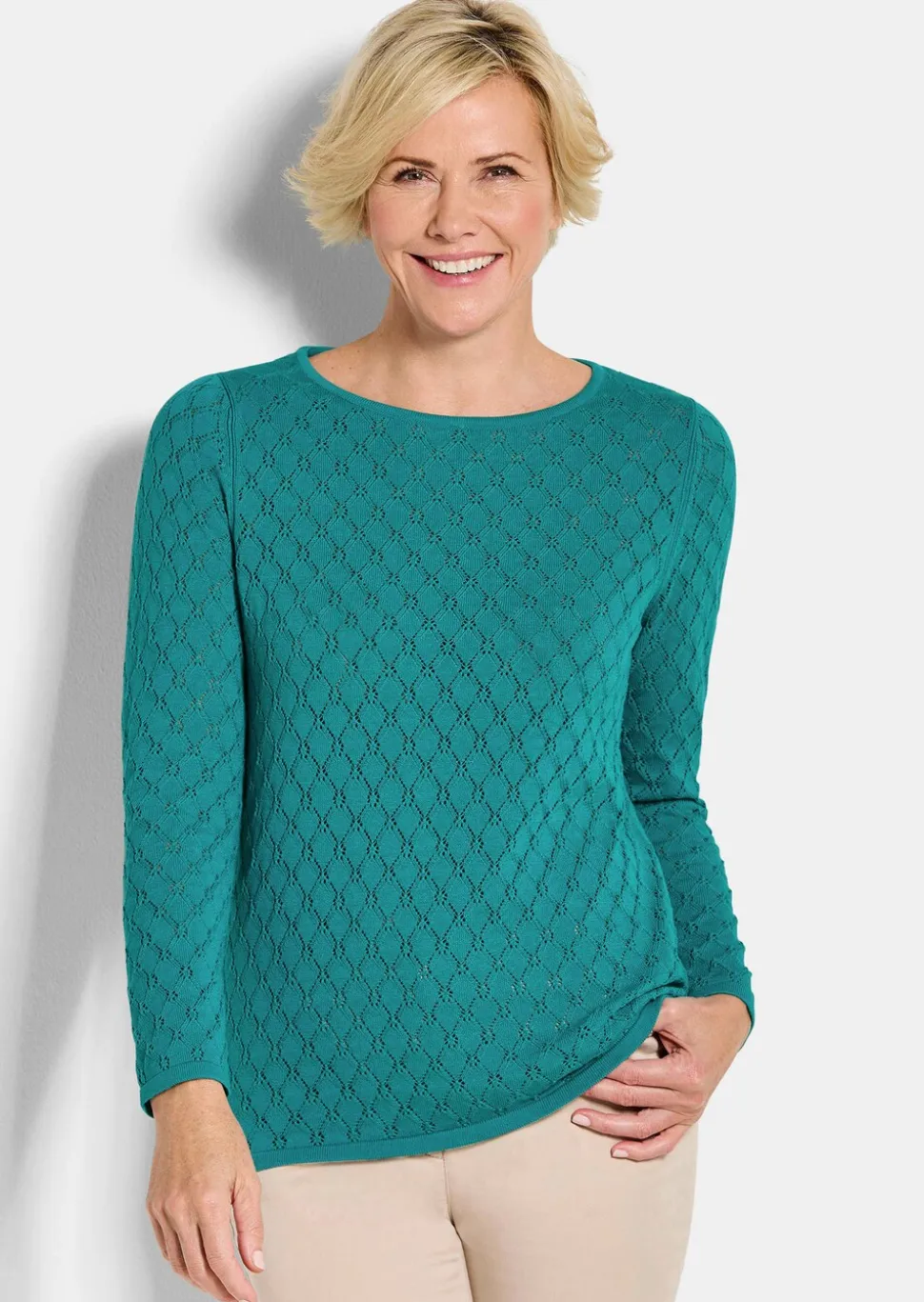 Strickpullover mit Wabenstruktur