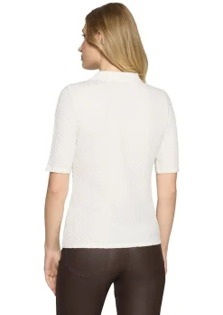 Struktur-Poloshirt mit Strickkragen