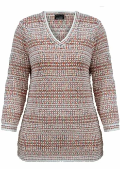 Struktur-Strickpullover mit V-Ausschnitt