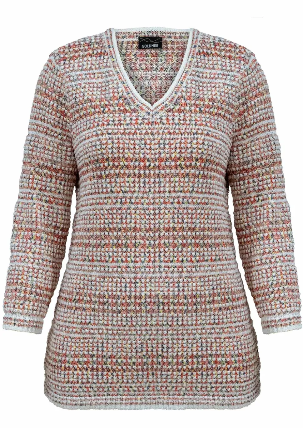 Struktur-Strickpullover mit V-Ausschnitt