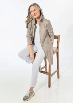 Super leichte Longjacke mit versteckter Kapuze