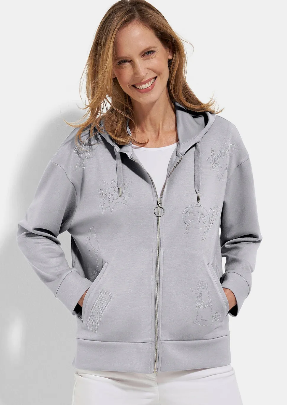 Sweatjacke mit Glitzermotiven