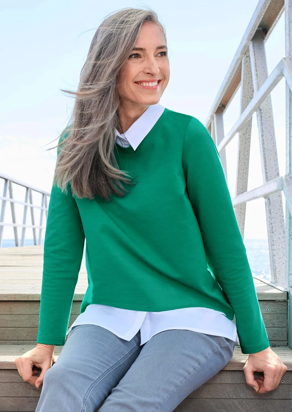 Sweatshirt in 2-in-1-Optik