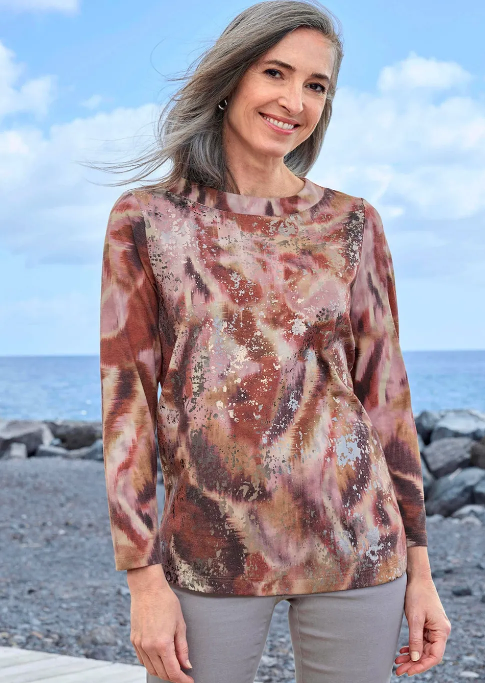 Sweatshirt in Metallic-Optik