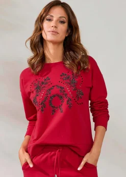 Sweatshirt mit femininer Stickerei
