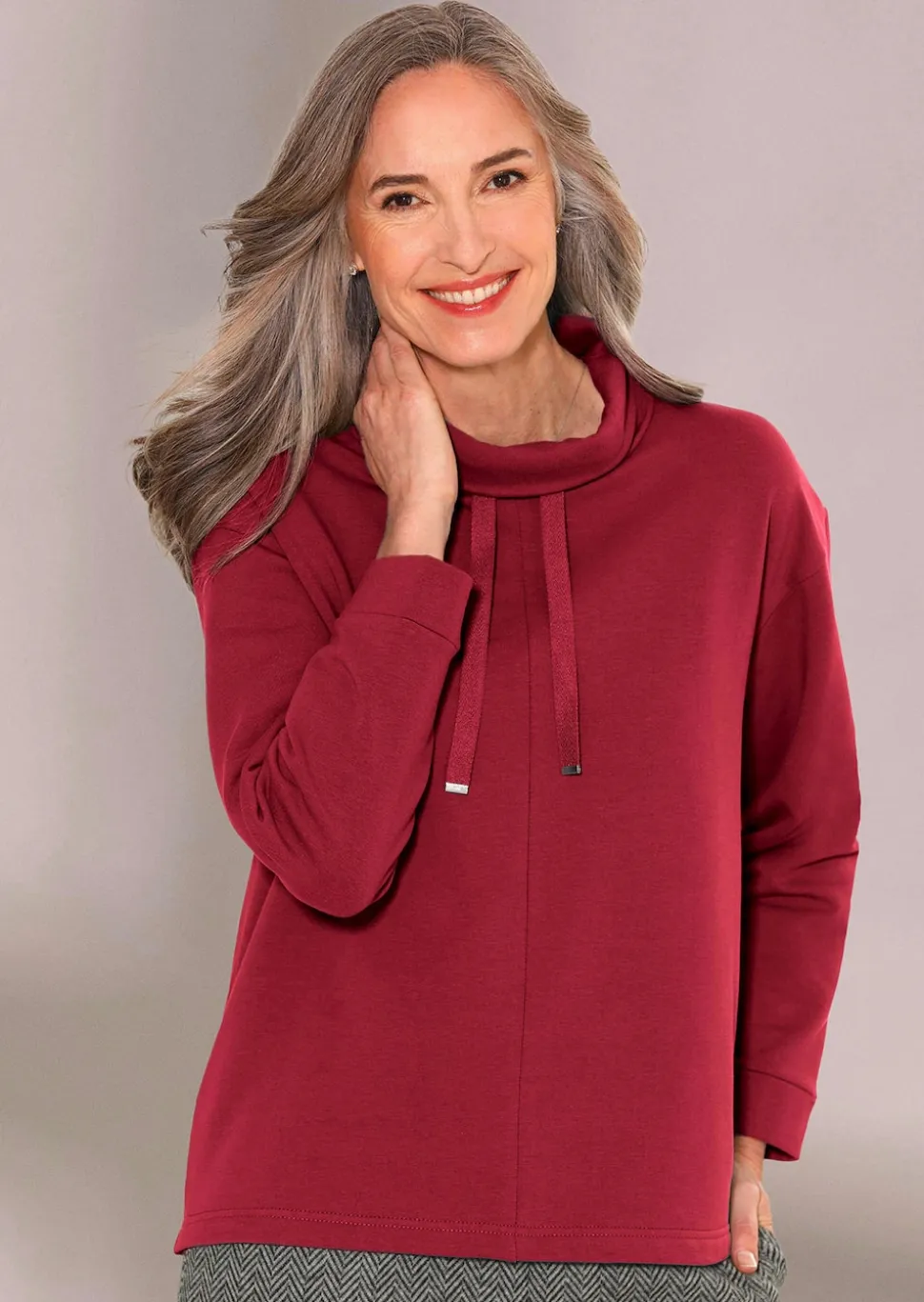 Sweatshirt mit halsfernen Kragen und Tunnelzug