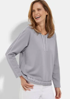 Sweatshirt mit Kordelzug und Paspeln