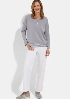 Sweatshirt mit Kordelzug und Paspeln