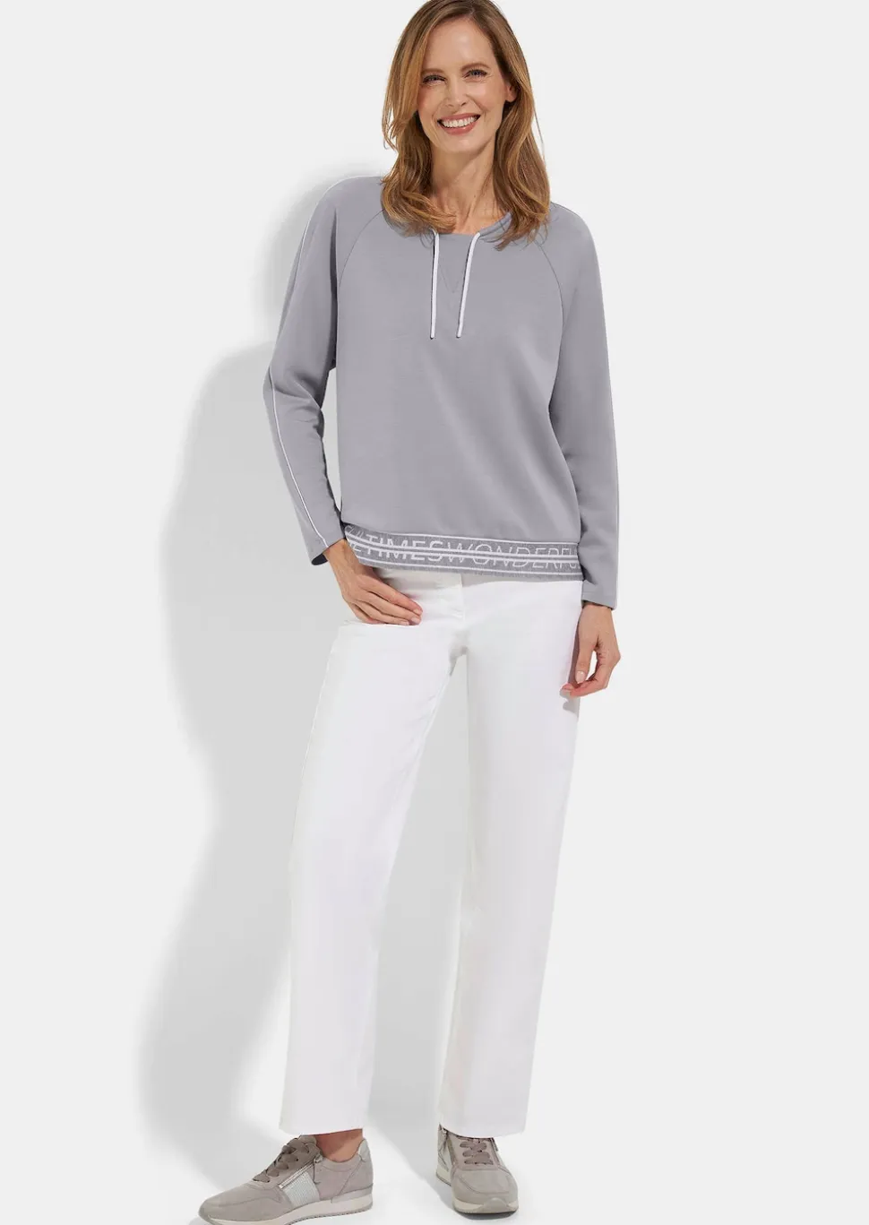 Sweatshirt mit Kordelzug und Paspeln