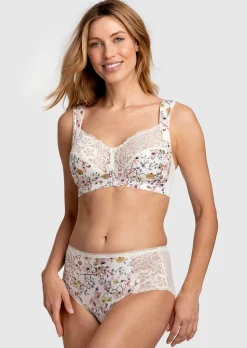 Taillenslip mit Blumendruck und Spitze