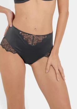 Taillenslip mit floraler Stickereispitze