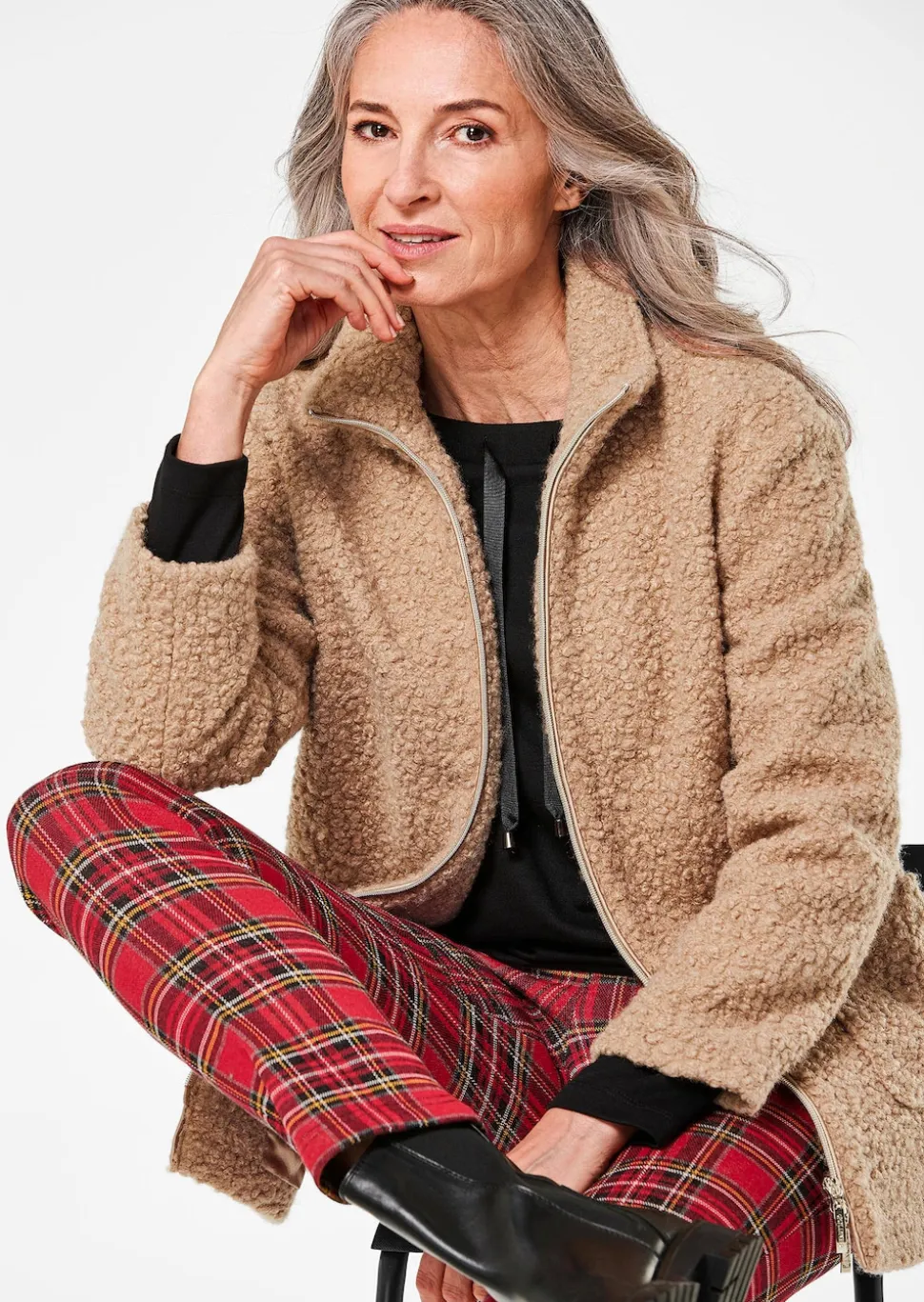 Teddy Jacke mit Stehkragen