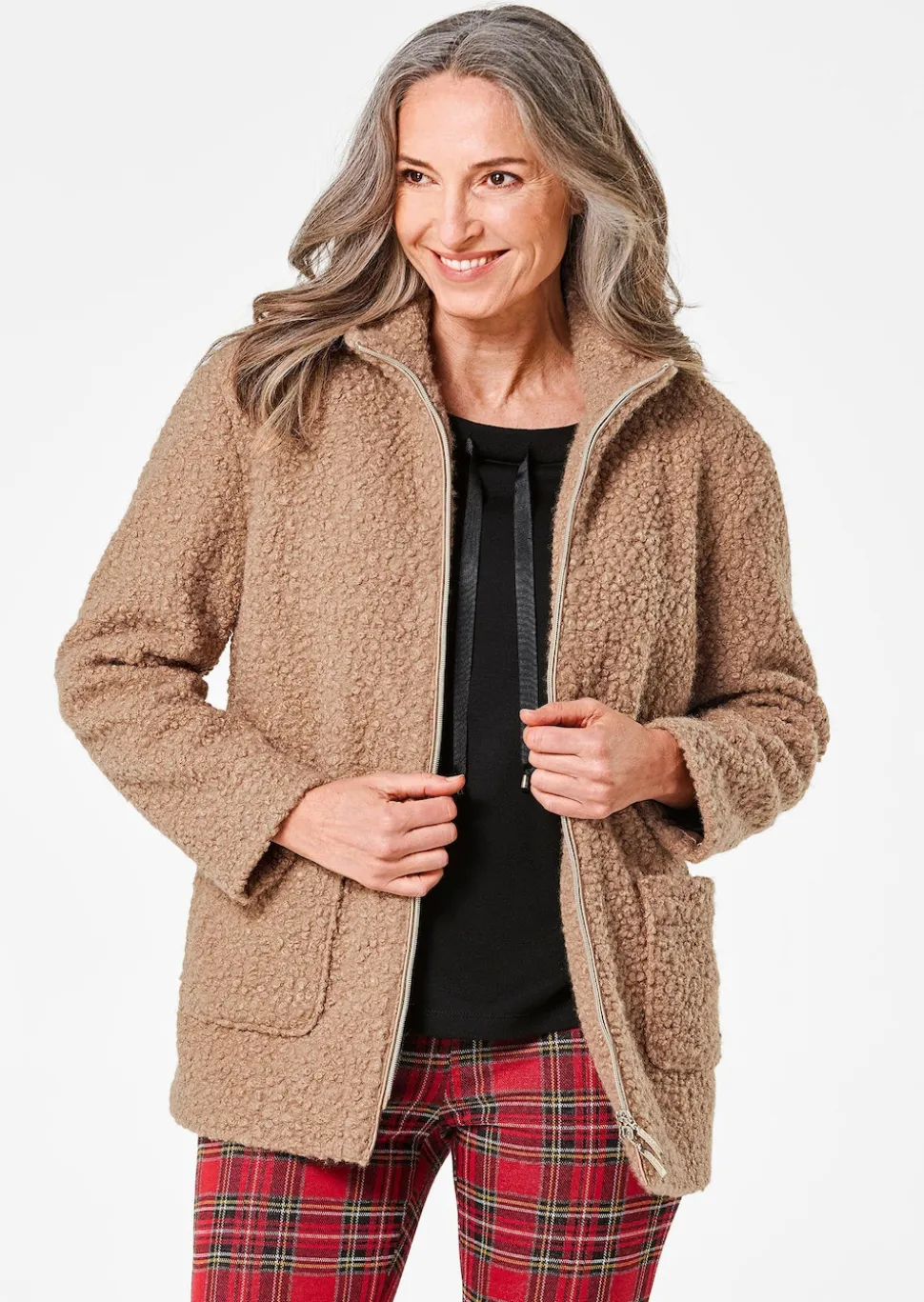 Teddy Jacke mit Stehkragen