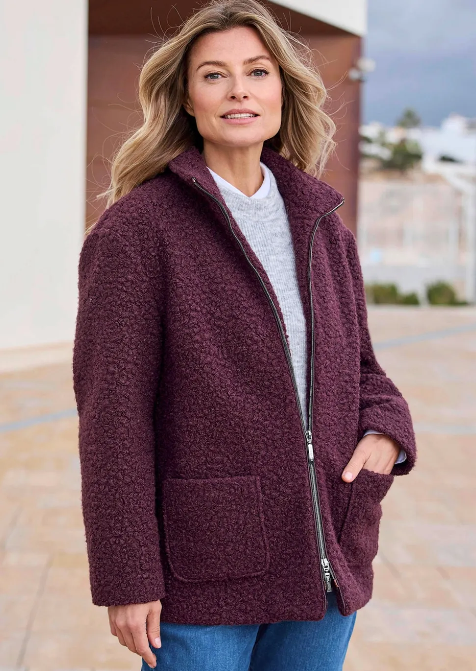 Teddy Jacke mit Stehkragen