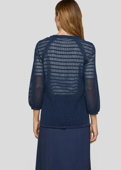 Transparente Strickjacke mit Glanzgarn