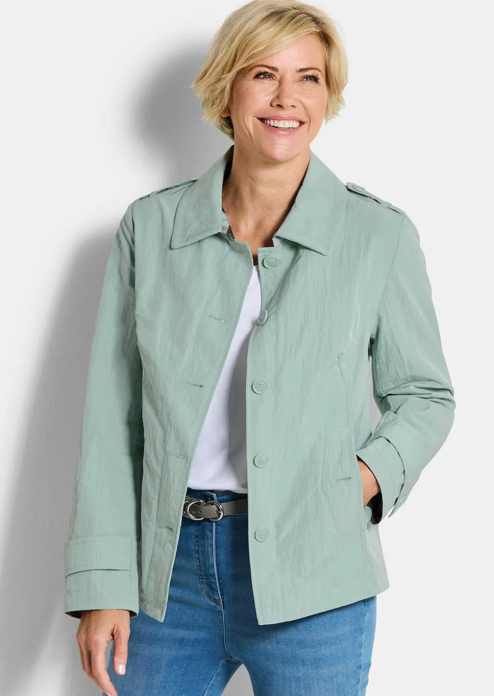 Trench-Jacke in Crash-Optik