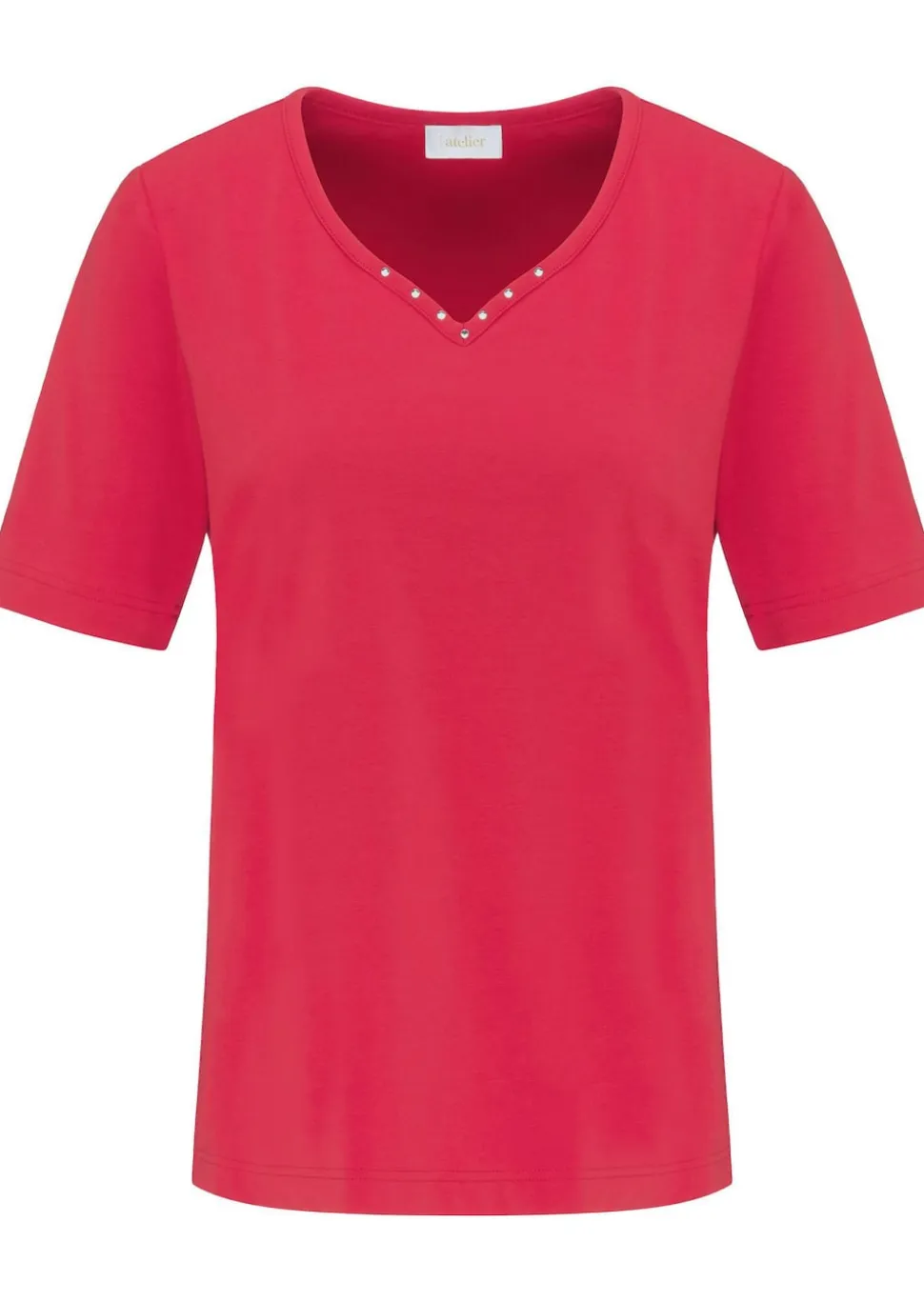 T-Shirt mit charmantem Ausschnitt und Schmucksteinchen