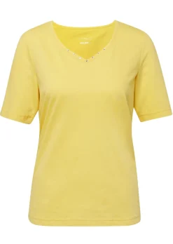 T-Shirt mit charmantem Ausschnitt und Schmucksteinchen