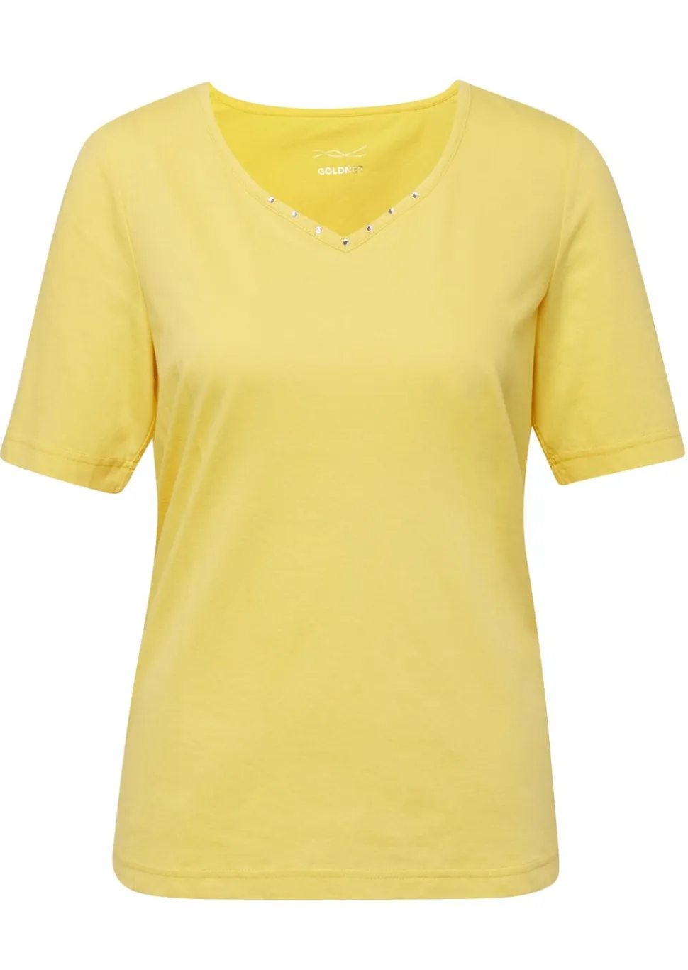 T-Shirt mit charmantem Ausschnitt und Schmucksteinchen