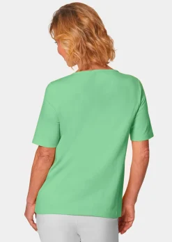 T-Shirt mit charmantem Ausschnitt und Schmucksteinchen