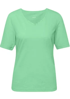 T-Shirt mit charmantem Ausschnitt und Schmucksteinchen