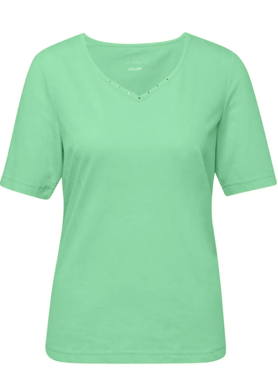 T-Shirt mit charmantem Ausschnitt und Schmucksteinchen
