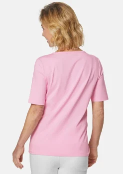 T-Shirt mit charmantem Ausschnitt und Schmucksteinchen