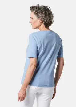 T-Shirt mit charmantem Ausschnitt und Schmucksteinchen