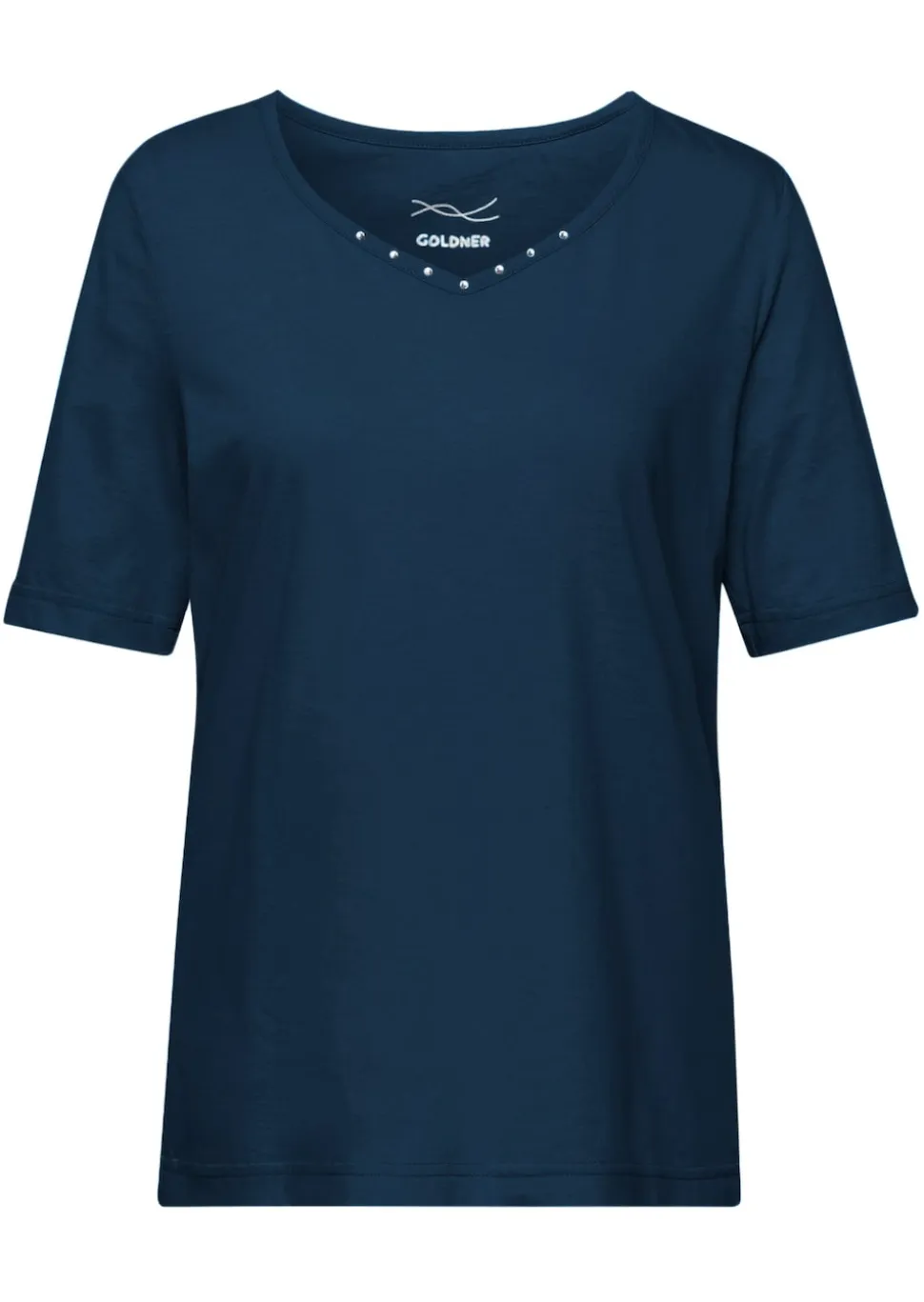 T-Shirt mit charmantem Ausschnitt und Schmucksteinchen
