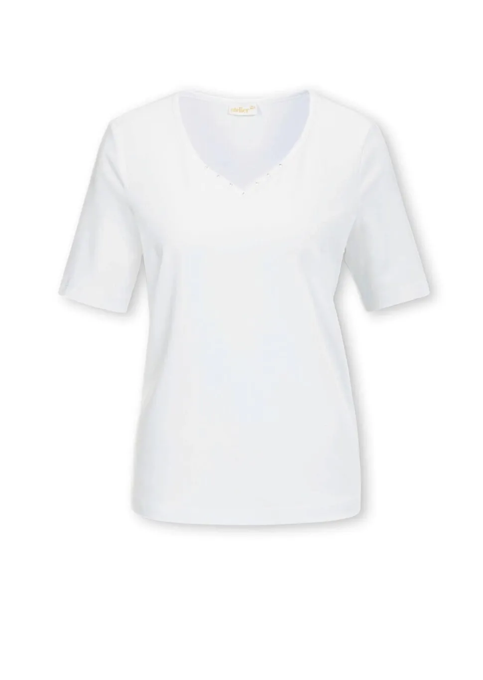 T-Shirt mit charmantem Ausschnitt und Schmucksteinchen