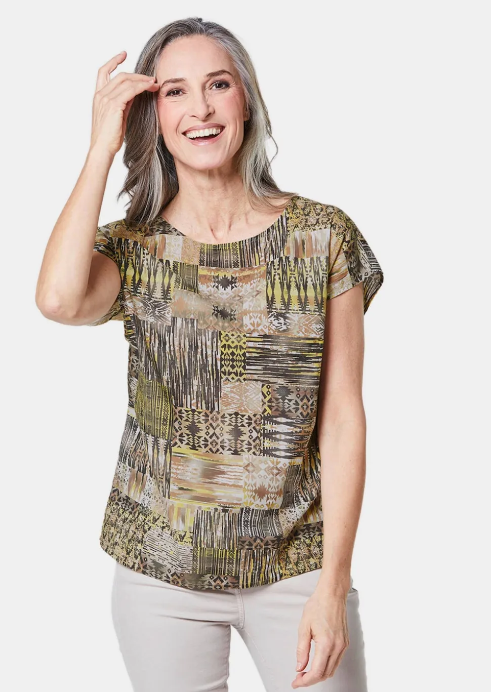 Ultraleichte Druckbluse aus reiner Baumwolle